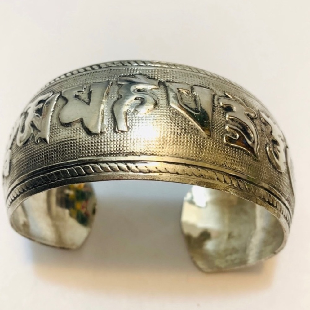 Tibetan Om symbol mantra cuff bracelet